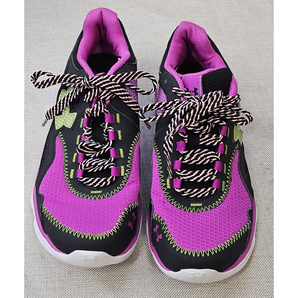 Under Armour Micro G Running Shoes Youth 4.5Y Purple Black Neon Green 1241824